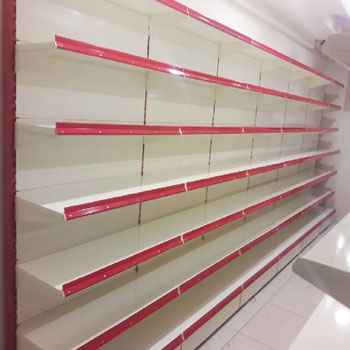 Wall mounted store shelving